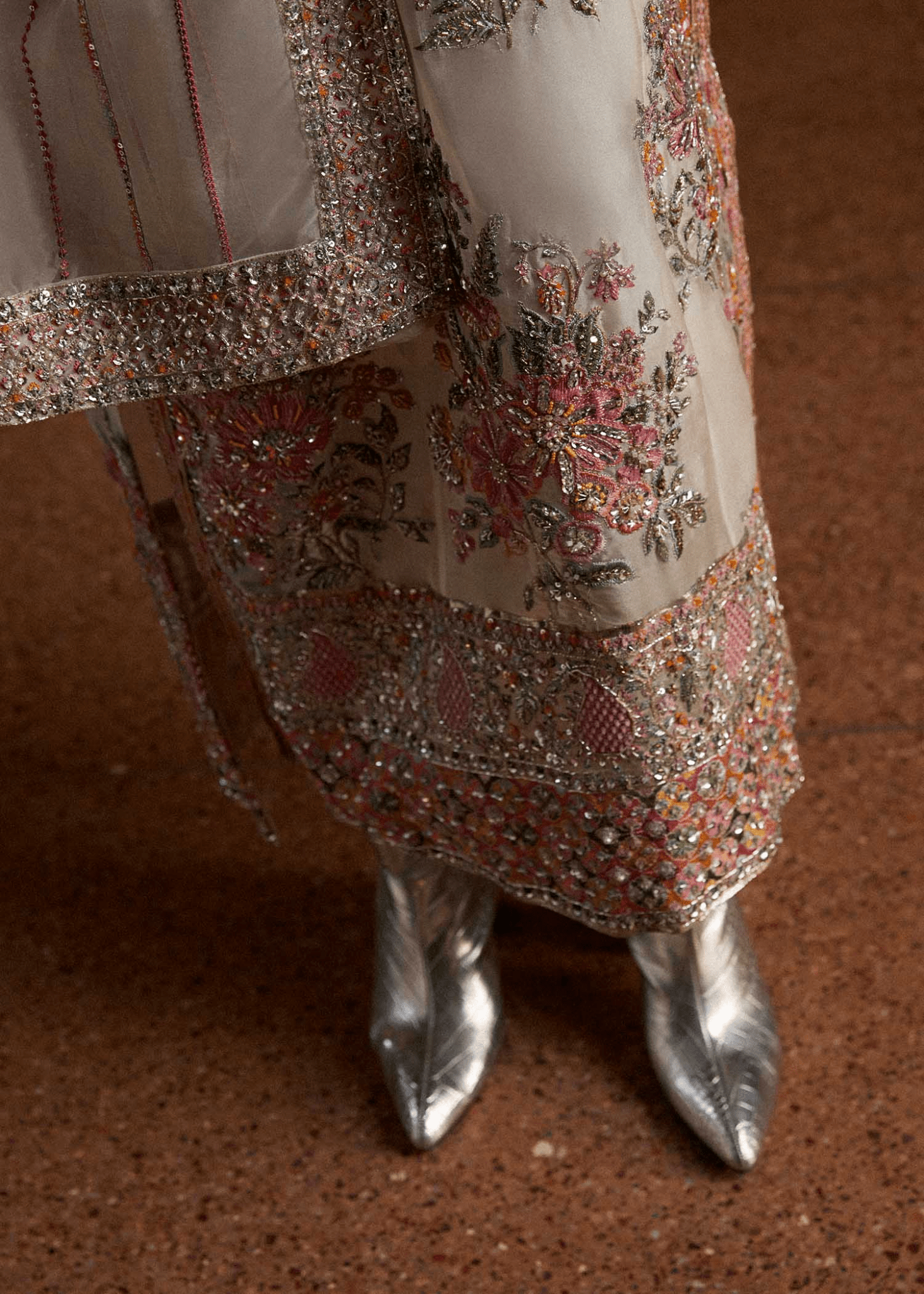 Pakistani Designer Suit Embroidered Rawsilk 3 Pieces Stitched - StockholmSelect