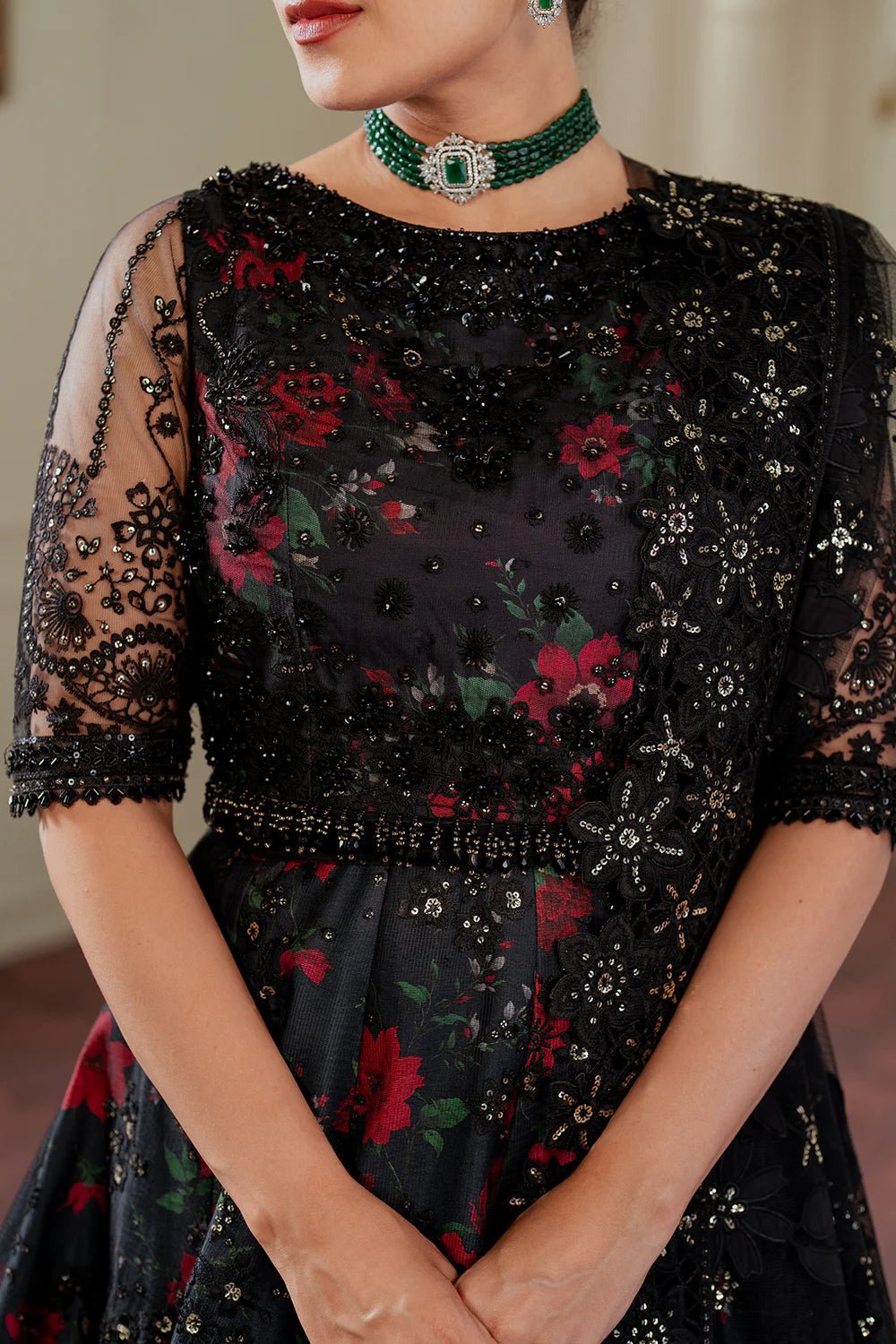 Pakistani Designer Suit Embroidered Rawsilk 3 Pieces Stitched - StockholmSelect