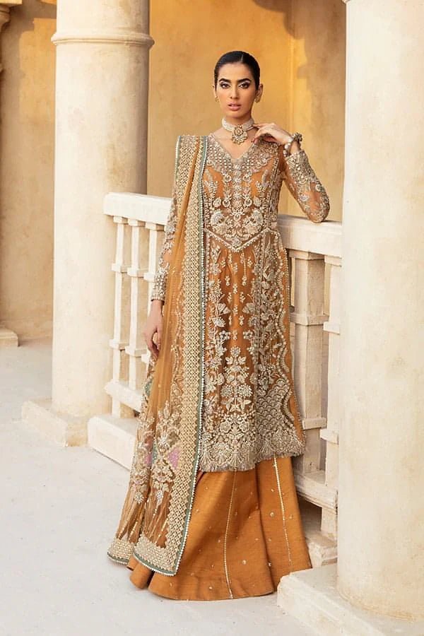 Pakistani Designer Suit Embroidered Rawsilk 3 Pieces Stitched - StockholmSelect
