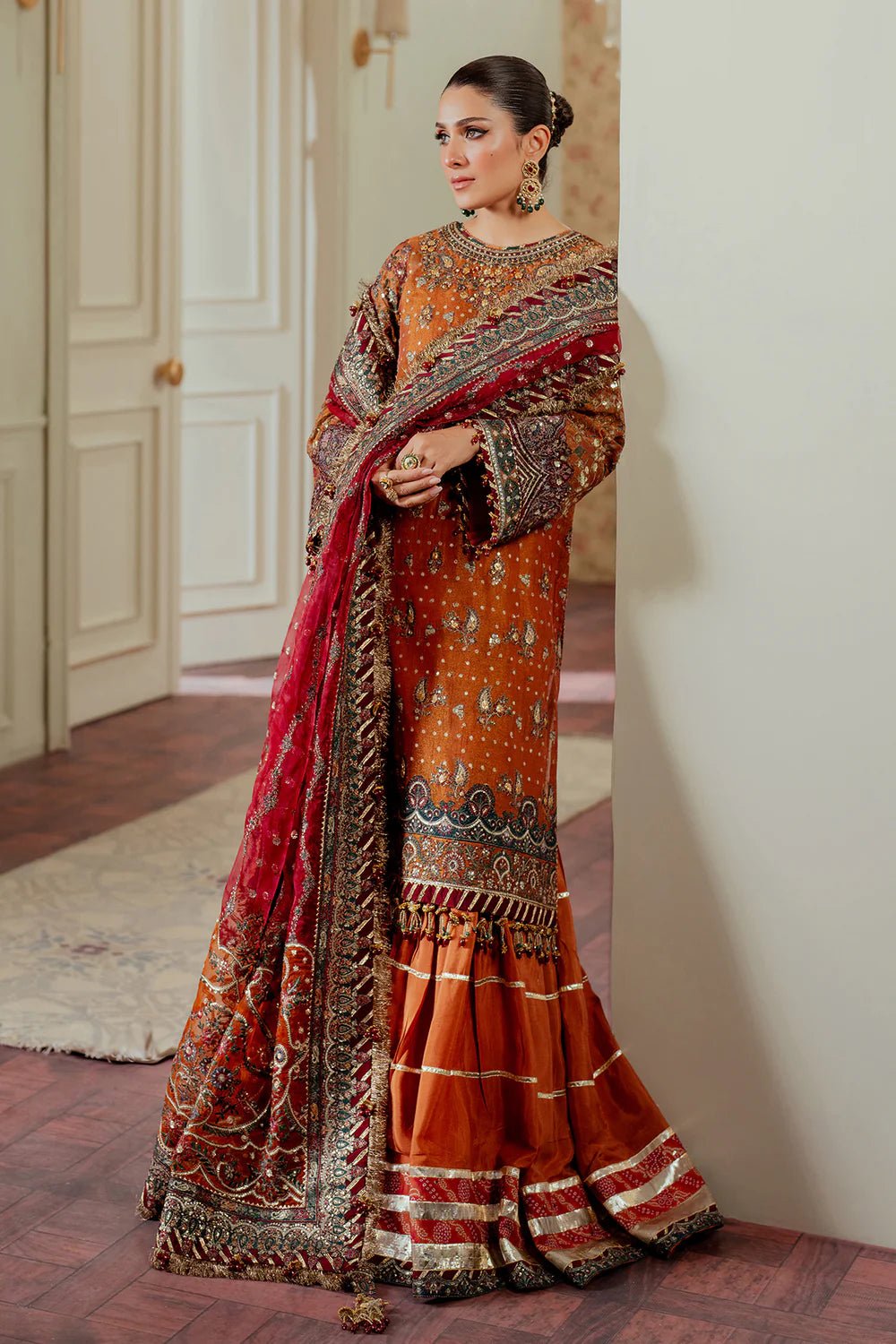 Pakistani Designer Suit Embroidered Rawsilk 3 Pieces Stitched - StockholmSelect