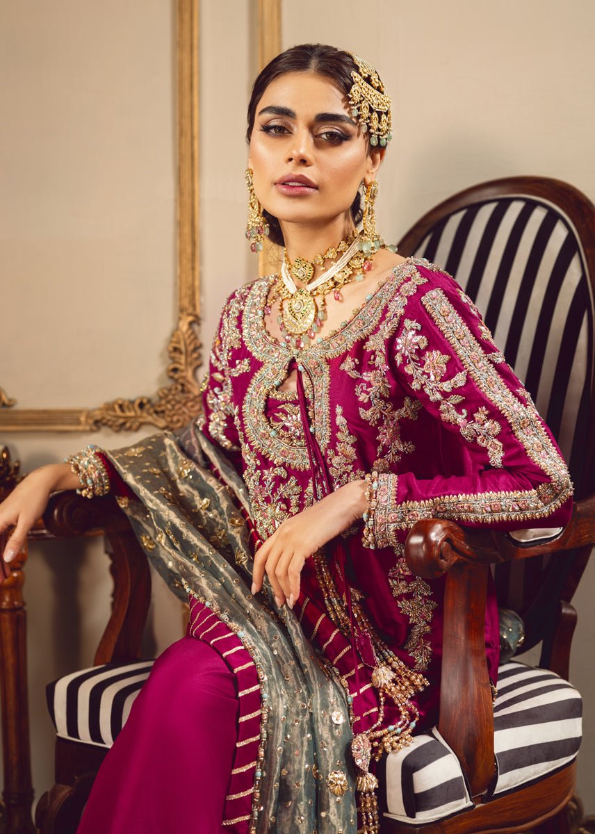 Pakistani Designer Suit Embroidered Rawsilk 3 Pieces Stitched - StockholmSelect