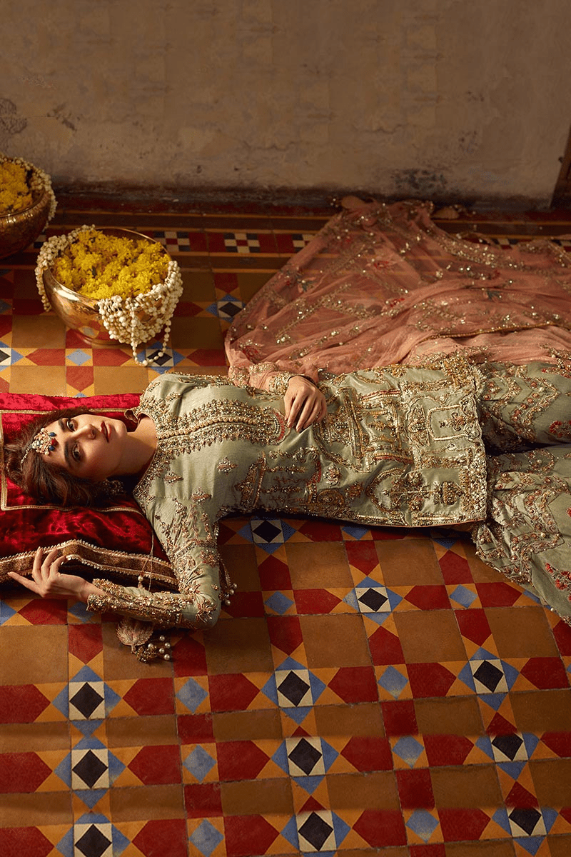 Pakistani Designer Suit Embroidered Rawsilk 3 Pieces Stitched - StockholmSelect