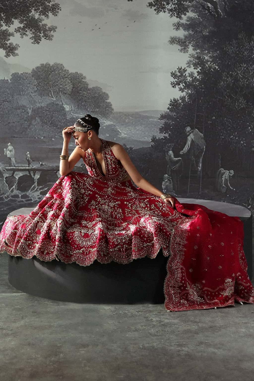 Pakistani Designer Suit Embroidered Rawsilk 3 Pieces Stitched - StockholmSelect