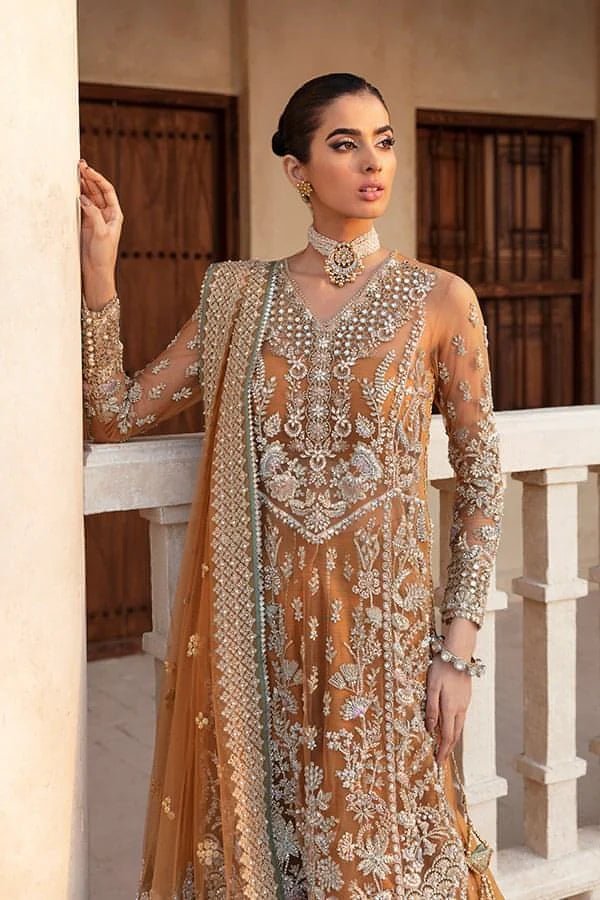 Pakistani Designer Suit Embroidered Rawsilk 3 Pieces Stitched - StockholmSelect