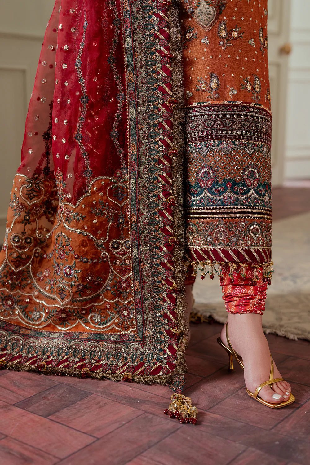 Pakistani Designer Suit Embroidered Rawsilk 3 Pieces Stitched - StockholmSelect