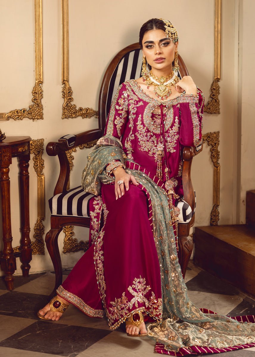Pakistani Designer Suit Embroidered Rawsilk 3 Pieces Stitched - StockholmSelect