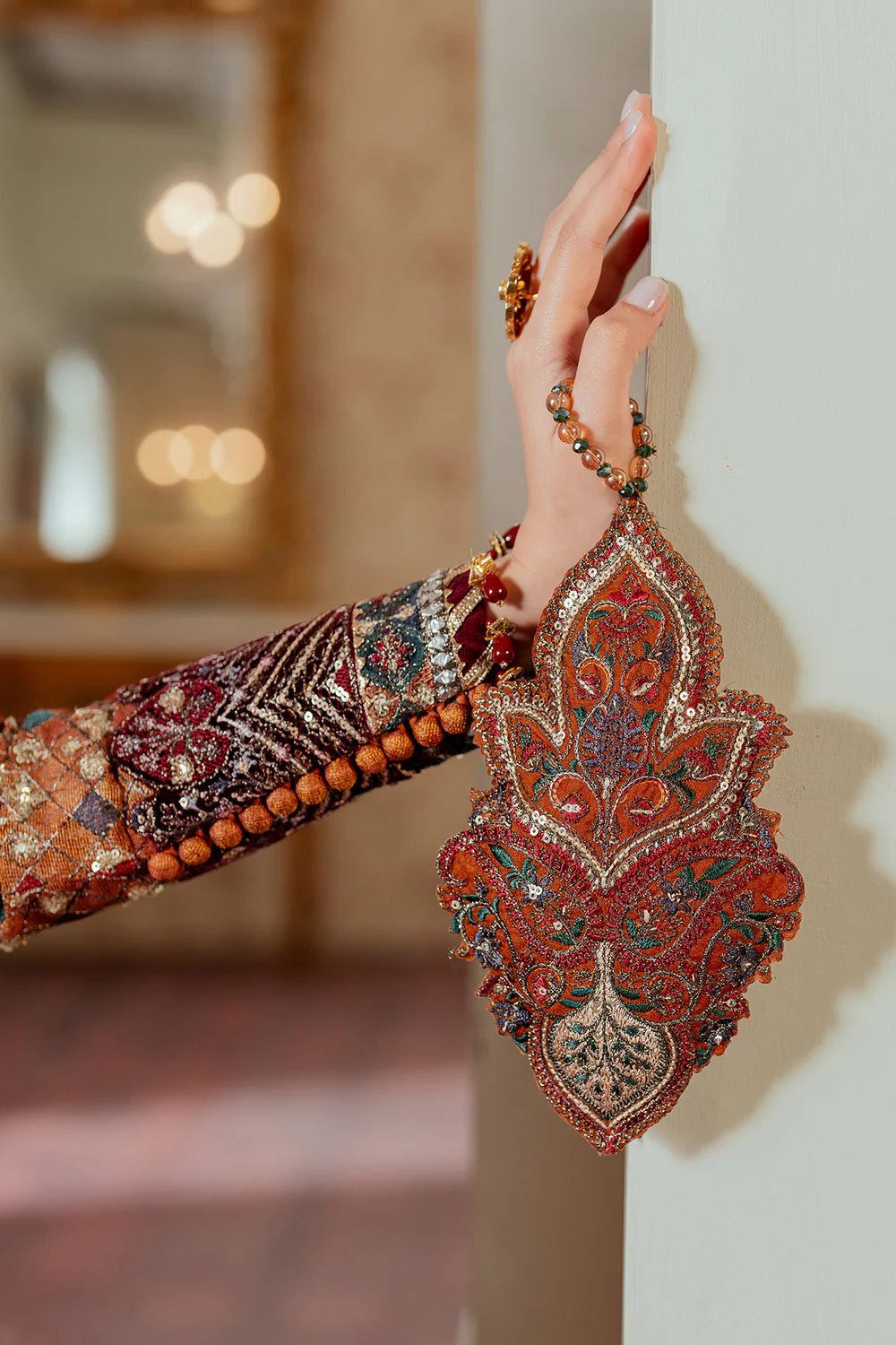 Pakistani Designer Suit Embroidered Rawsilk 3 Pieces Stitched - StockholmSelect