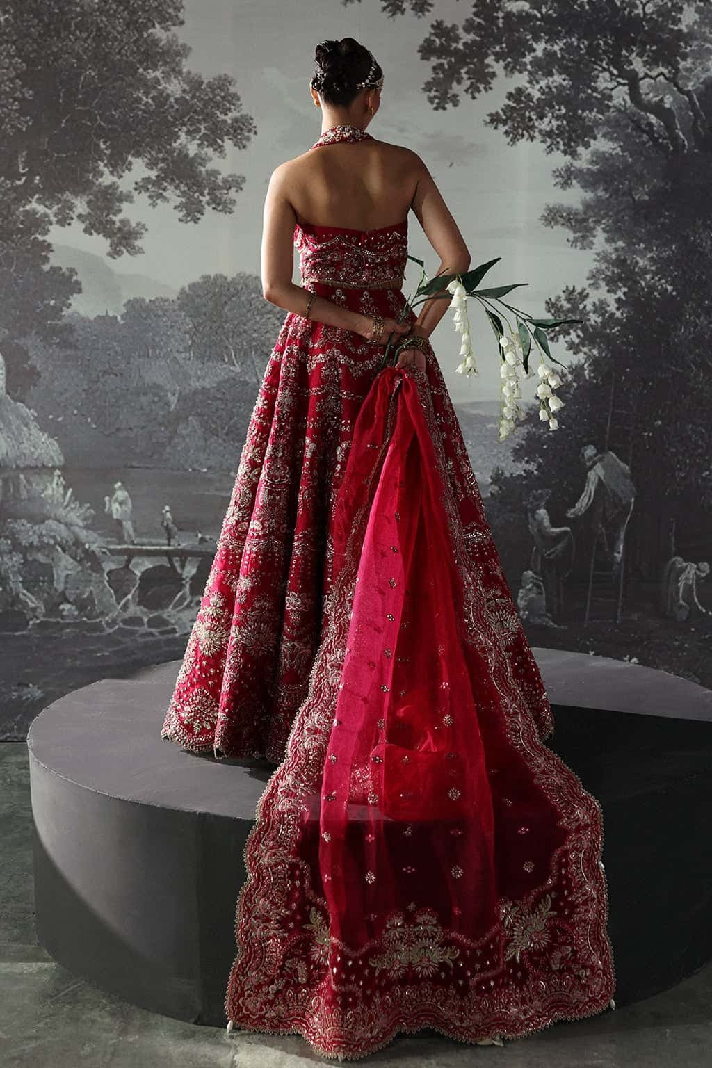 Pakistani Designer Suit Embroidered Rawsilk 3 Pieces Stitched - StockholmSelect