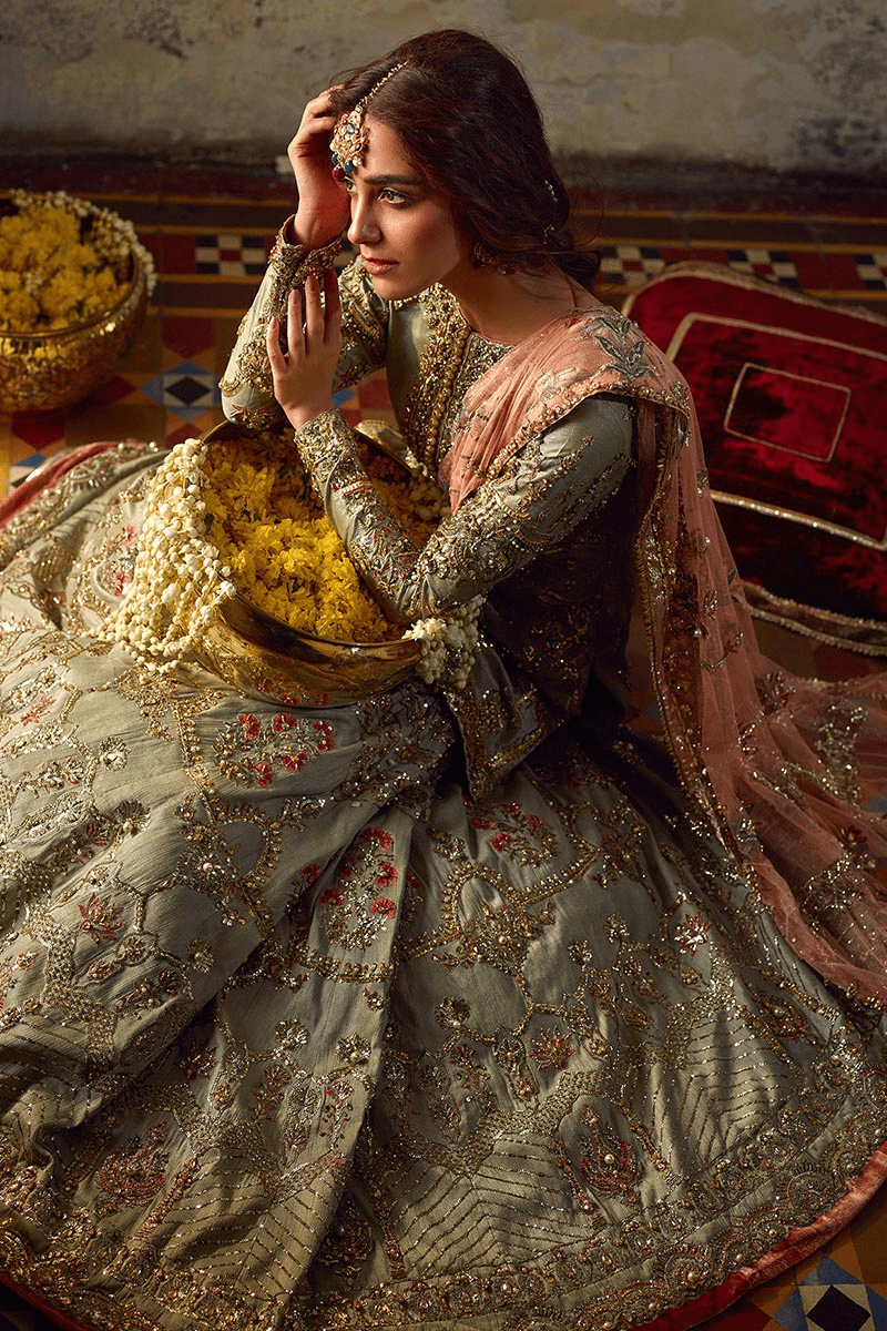 Pakistani Designer Suit Embroidered Rawsilk 3 Pieces Stitched - StockholmSelect