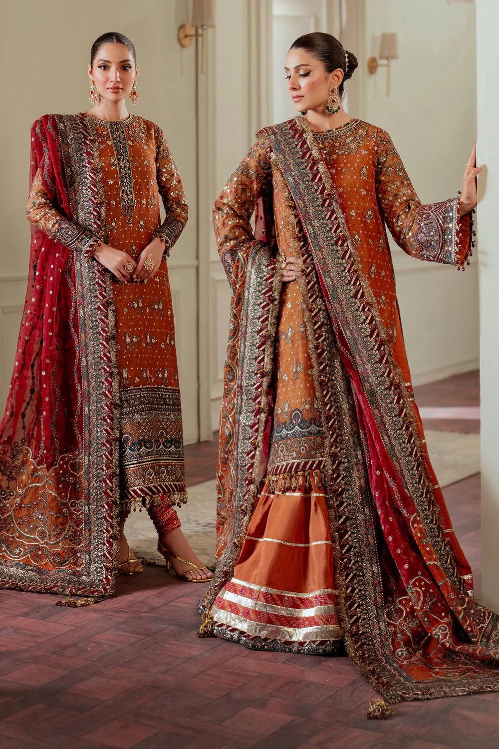 Pakistani Designer Suit Embroidered Rawsilk 3 Pieces Stitched - StockholmSelect