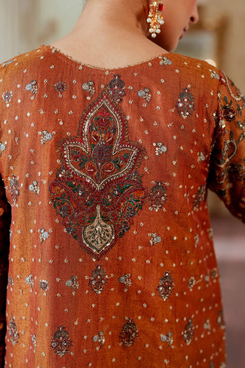 Pakistani Designer Suit Embroidered Rawsilk 3 Pieces Stitched - StockholmSelect