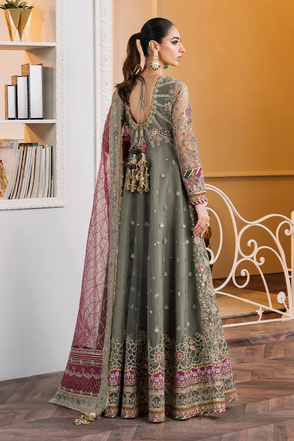 Pakistani Designer Suit Embroidered Rawsilk 3 Pieces Stitched - StockholmSelect